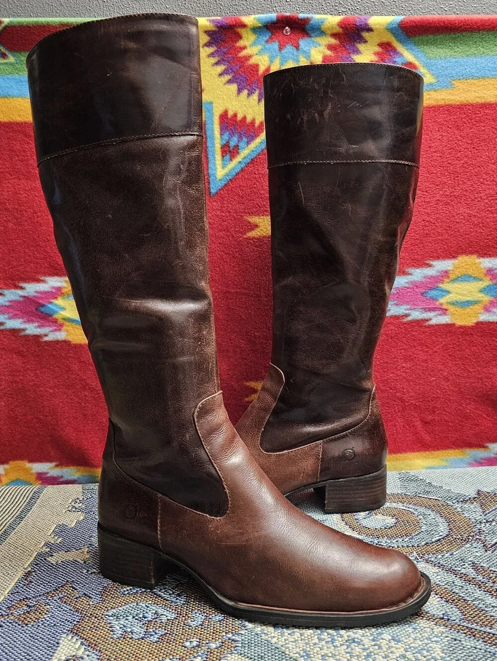 Born Knee High Boots Leather Riding Womens Size 7 / EU 38 Brown Side Zip - Picture 4 of 12